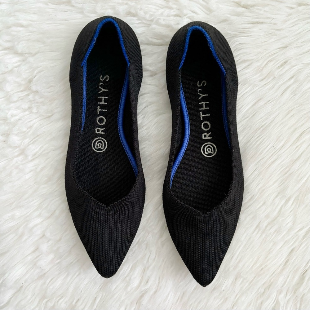 rothy’s - the point flats slip on shoes cushioned comfortable solid black